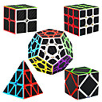 Speed Cube Set 5 pcs Magic Cube IQ Cube Carbon Fiber 222 333 Speedcubing Bundle 3D Puzzle Cube Stress Reliever Puzzle Cube Stickerless Smooth Office Desk Toys Pyramid Megaminx Skew Kid
