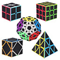Speed Cube Set 5 pcs Magic Cube IQ Cube Carbon Fiber 222 333 Speedcubing Bundle 3D Puzzle Cube Stress Reliever Puzzle Cube Stickerless Smooth Office Desk Toys Pyramid Megaminx Skew Kid