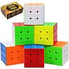 Speed Cube Set 6 pcs Magic Cube IQ Cube 333 Speedcubing Bundle 3D Puzzle Cube Stress Reliever Puzzle Cube Stickerless Smooth Office Desk Toys Pyramid Kid
