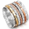 spinner ring for women 925 sterling silver with copper and brass fidget bands wide (10.5)