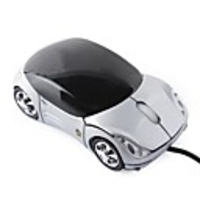 Sports Car Style Wired Mini Optical Mouse with LED Light (Silver)
