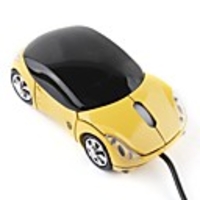 Sports Car Style Wired Mini Optical Mouse with LED Light (Yellow)
