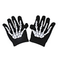 Sporty Full-Finger Skeleton Pattern Gloves (White/Green)