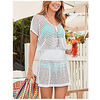 spring and summer amazon new beach blouse knitted bikini sunscreen shirt loose solid color hollow short skirt miniinthebox