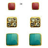 Square Acrylic Zircon Earring Sets(6 PCS)