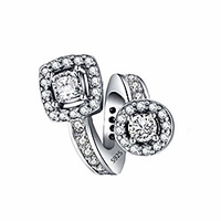 square amp; round geometric charms exquisite sparkly cz beads charms for women bracelets charm diy (round amp; square)
