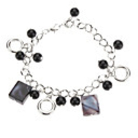 Square Coloured Glaze with Glass Bead Bracelet