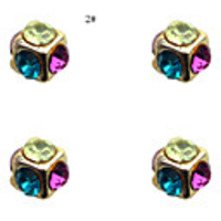 Square Four Diamond Surface Earring Sets(4 PCS)