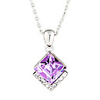 Square Purple Crystal And Zircon Necklace