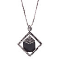 Square Resin Antique Silver Necklace