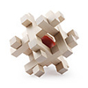 Square Wooden Pull-Apart IQ Puzzle with A Red Ball Inside
