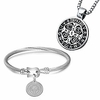 st benedict exorcism pendant necklace bracelet set of 2,  stainless steel catholic roman cross demon protection ghost hunter with chain 20 inches(necklacebracelet)
