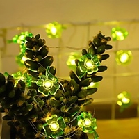 St Patricks Day Decorations Shamrocks Fairy String Lights 2M 20LEDs Battery Powered Green Leaf Copper Wire String Light Home St. Patrick