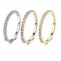 stacking ring cubic zirconia statement promise eternity band gold,  rose gold,  white gold plated