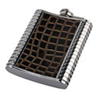 Stainless Steel Leather Curved Pocket Liquor Flask (7.0 oz)