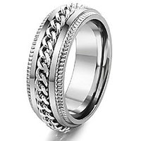 stainless steel 8mm rings for men chain rings biker grooved edge silver size 12 miniinthebox