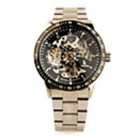 Stainless Steel Band Auto Mechanical Wrist Watch Black