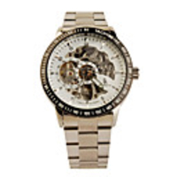 Stainless Steel Band Auto Mechanical Wrist Watch White