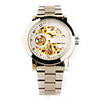 Stainless Steel Band Mechanical Self-winding Wrist Watch with Luminous Hand White Golden