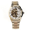 Stainless Steel Band Skeleton Automatic Wristwatch with Luminous Hand Silvery White