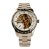 Stainless Steel Band Skeleton Luminous Men Automatic Wristwatch White Golden