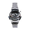 Stainless steel belt round shape quartz watch and stop black ghost skeleton head