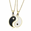 stainless steel best friend puzzle pendant 2 piece mens womens friendship yin yang ucklace pendant couples necklace friendship necklace yin and yang heart necklac (gold)