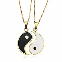stainless steel best friend puzzle pendant 2 piece mens womens friendship yin yang ucklace pendant couples necklace friendship necklace yin and yang heart necklac (gold)