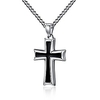stainless steel black amp; silver cross pendant necklace for men women,  20-24 inches curb chain (black: 24