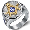 stainless steel blue gold two tone masonic master mason ring (silver,  8)