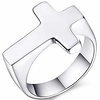 stainless steel christian sideways cross signet style ring (silver,  5)