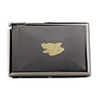 Stainless Steel Cigarette Case with Built-in Lighter Wolf Pattern