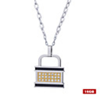 Stainless Steel Crystal USB2.0 Flash Drive Lock Necklace (16GB)