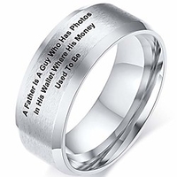 stainless steel dad mantra ring fathers day wedding band graduation gift (silver,  13)
