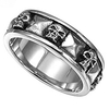 stainless steel gothic skull biker band style ring (silver,  8)