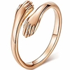 stainless steel hand style hug embrace statement promise anniversary ring (rose gold,  11)