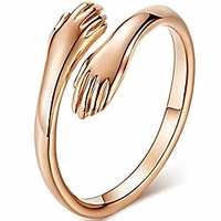stainless steel hand style hug embrace statement promise anniversary ring (rose gold,  11)
