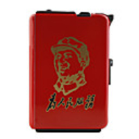 Stainless Steel Lighter Cigarette Case Chairman Mao Pattern (Holds 8)
