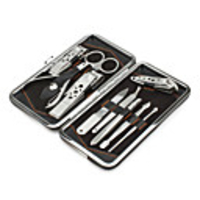 Stainless Steel Manicure and Makeup Kit (Black and Grey, 10 packs)