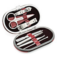 Stainless Steel Manicure and Makeup Kit (Black and Red, 7 packs)