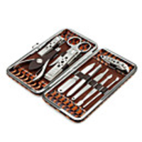 Stainless Steel Manicure and Makeup Kit (Coffee and Orange, 10 packs)
