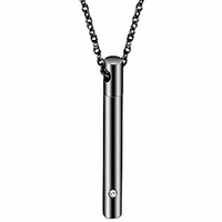 stainless steel memorial cremation ashes urn holder keepsake loved ones pendant necklace (black)
