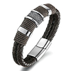 stainless steel mens braided leather bracelet bangle bracelet magnetic clasp 8.5 inches brown