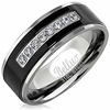 stainless steel mens wedding bands promise rings for him silver black comfort-fit engagement jewelry (us size 8)