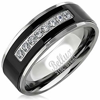 stainless steel mens wedding bands promise rings for him silver black comfort-fit engagement jewelry (us size 8)