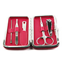 Stainless Steel Nail Clippers Manicure Kit 5PCS-Rose Red