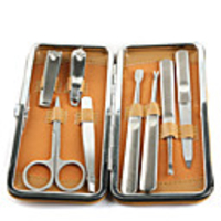 Stainless Steel Nail Clippers Manicure Kit 8PCS-Brown