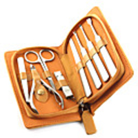 Stainless Steel Nail Clippers Manicure Kit 8PCS-Brown Soft Bag