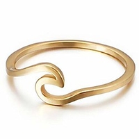stainless steel ocean sea wave vacation holiday promise statement ring (gold,  12)