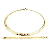 stainless steel omega chain 8mm solid 18 inch necklace and 8.5 inch bracelet ste (gold)